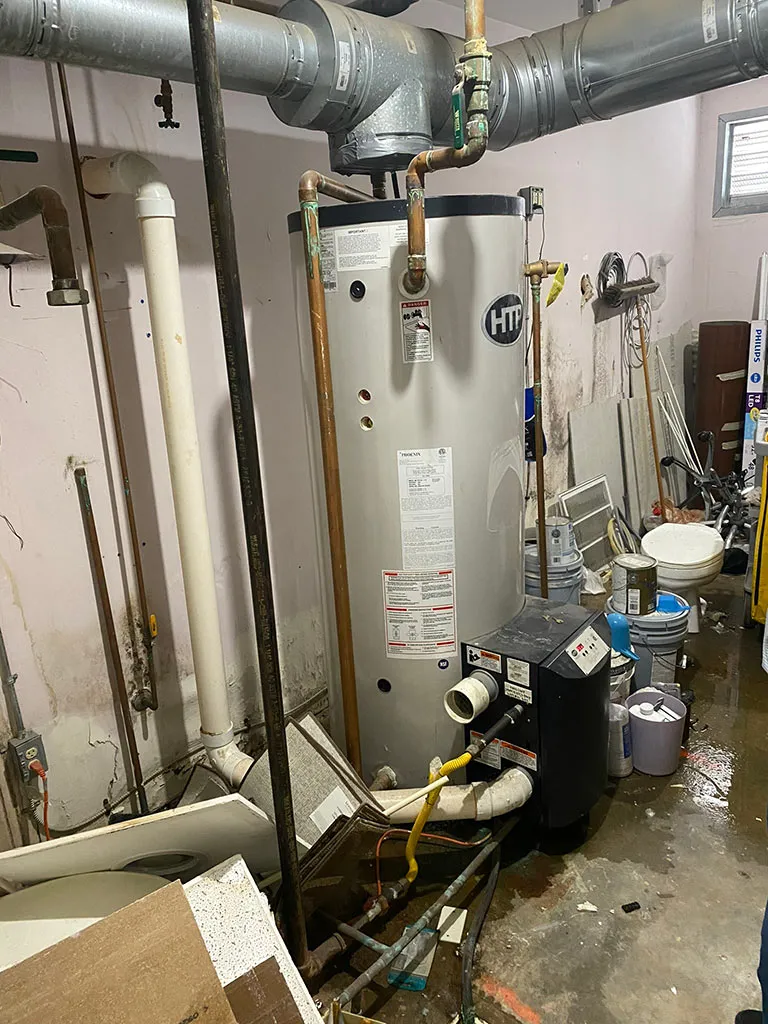 Large water heater installed in a utility room